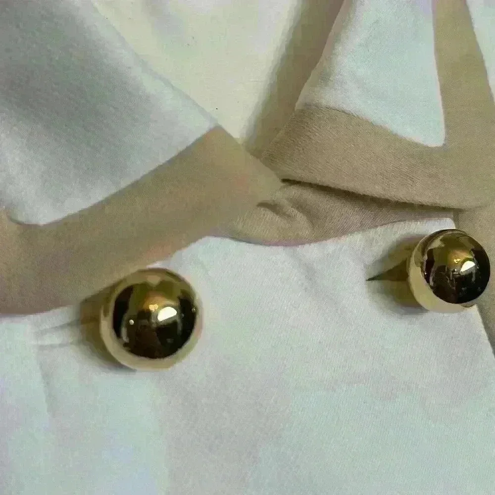 Kate Spade Bayle NWT $598 Coat Double Breasted Beige/Gold 100% Cotton Wmn Sz 14